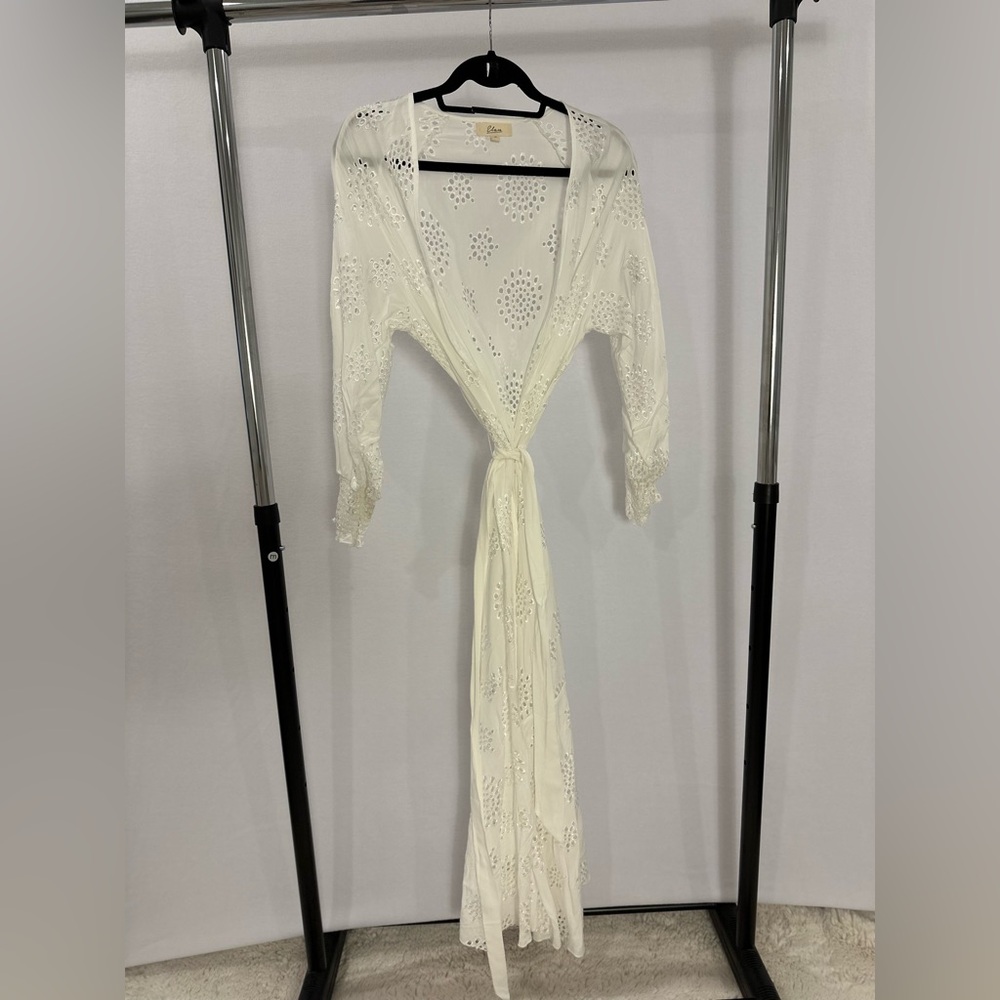 White Eyelet coverup size small